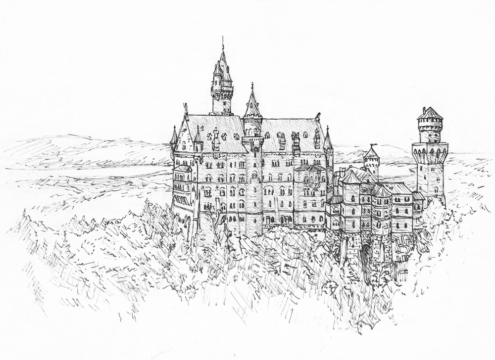 Neuschwanstein Castle vector clip art | Free SVG