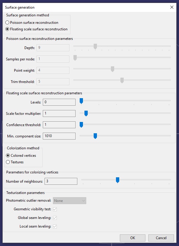 Surface Reconstruction Dialog