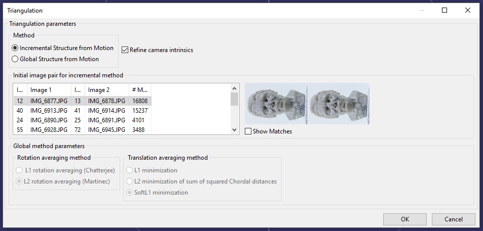 Triangulation Options Dialog